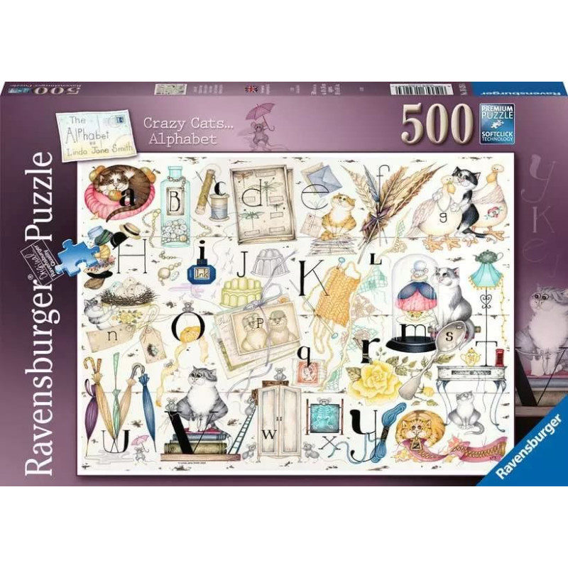 Ravensburger Puzle 500 Trako kaķu alfabēts