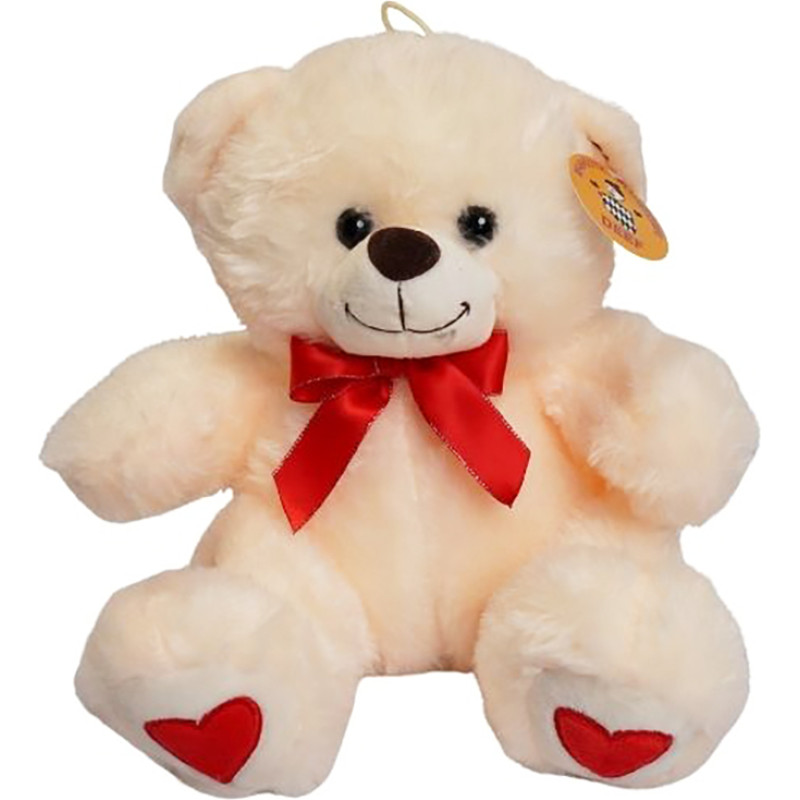 MIŚ KREMOWY Z CZERWONĄ KOKARDKĄ