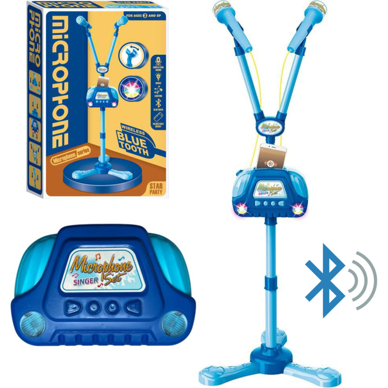 MIKROFON PODWÓJNY Z GŁOŚNIKIEM RÓŻOWY