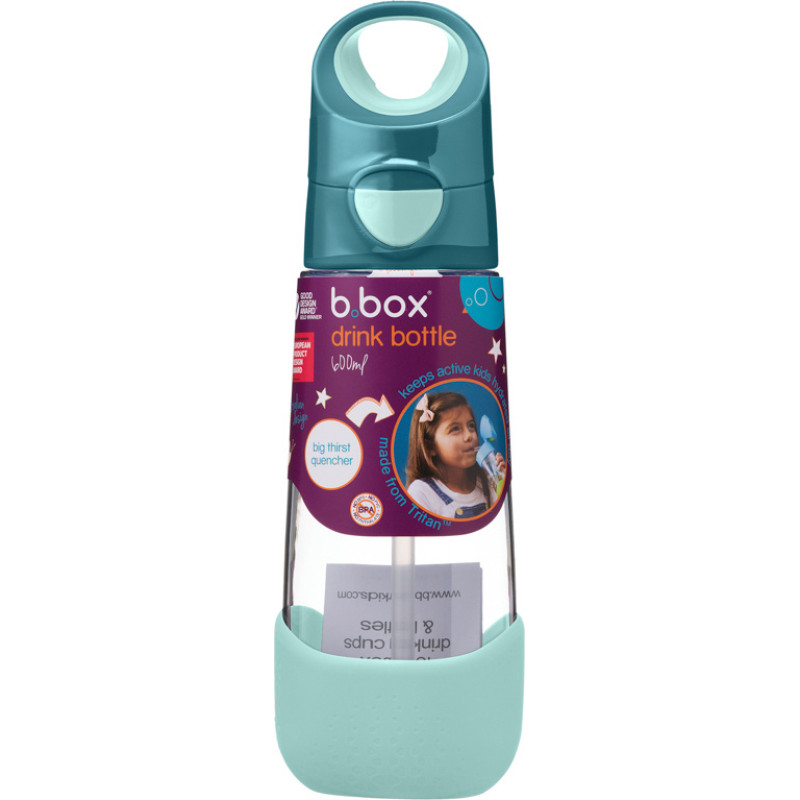 B.box BB500507 Butelka na wodę tritanową ze słomką 600ml Emerald Forest