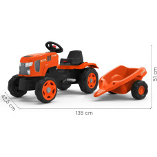 FALK Kubota Pedal Tractor with Trailer and Opening Hood 2-6 years