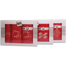 RĘCZNIK KPL. ARTI 3 SZT. /30X50/50X100/70X140/ FROTTE HAFT CZERWONY 400G.