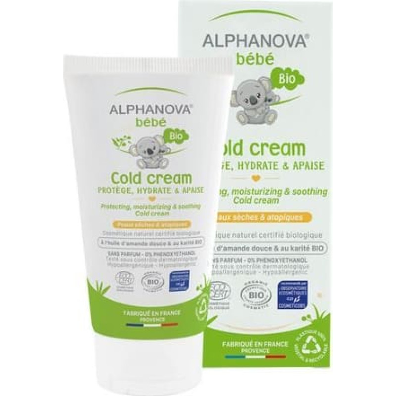 Alphanova BEBE bez smaržvielām organisks barojo&scaron;s aizsargkrēms pret aukstumu un nelabvēlīgiem laikapstākļiem, 50 ml