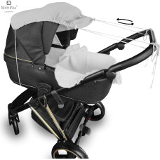 Miminu KIECZMERSKI Daszek do w&oacute;zka, osłonka przeciwsłoneczna MUŚLIN bawełna 100% popiel