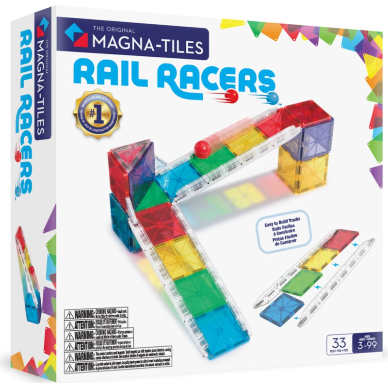 Magna-Tiles Magnētiskais konstruktors Dzelzceļa sacīkstes, 27 gab.