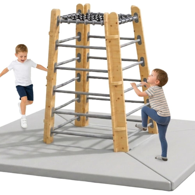 Classic World Edu Wooden Climbing Tower with Safety Mats Set