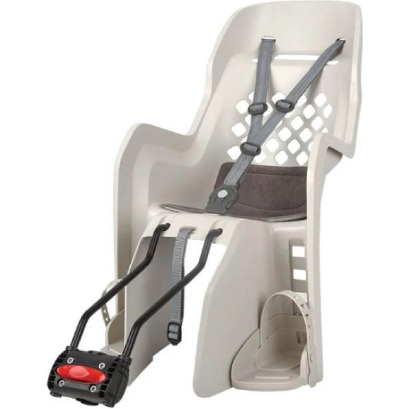 Polisport Joy bērnu velokrēsliņš ar stiprinājumu pie rāmja, gaiši pelēks