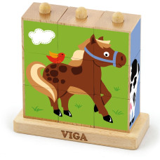 Viga Stacking Cube Puzzle - Farm Animals 50833