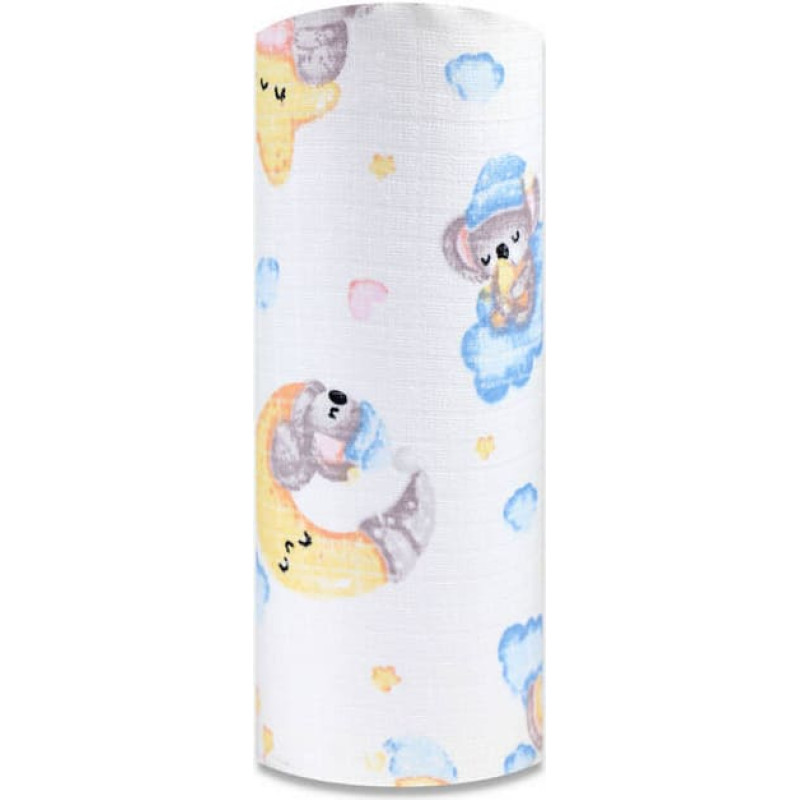 Ega Kids Diaper - 13698 - TETRA PRINT - EGA - KOALA on the MOON - BLUE / YELLOW - size 70x80 cm