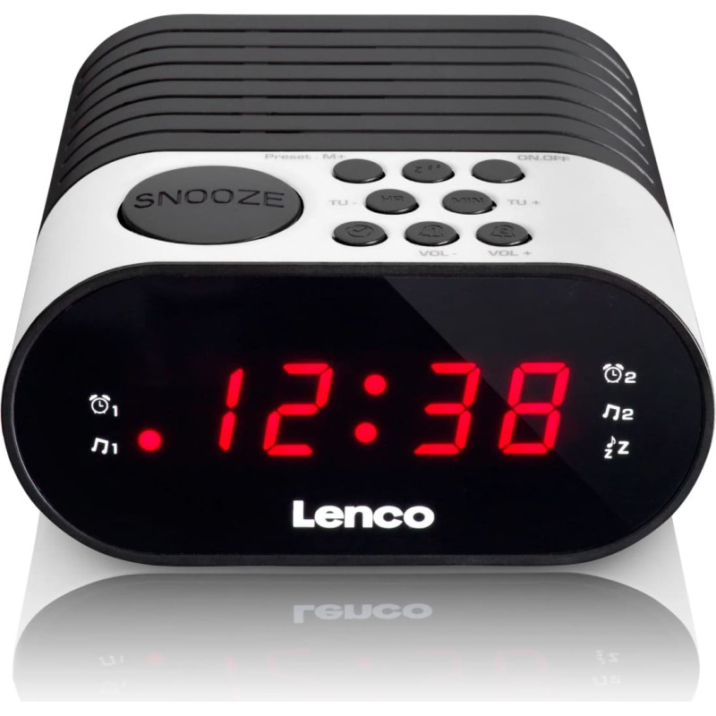 Lenco radio pulkstenis, ar dubultā modinātāja funkciju, balts - CR-07 White