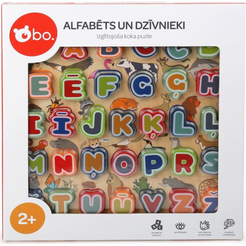 BO . Izglītojoša puzle "Alfabēts un dzīvnieki" (Latviešu valodā)