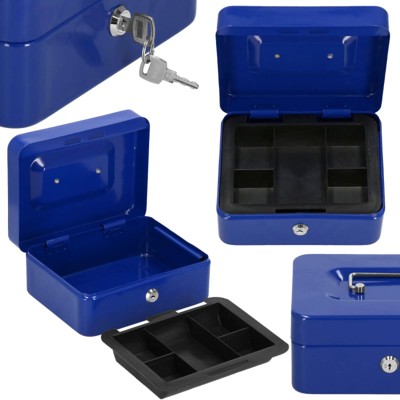 Springos Naudas kaste, metāla seifs Springos HA5039, 20x16x9 cm, kaste, zila