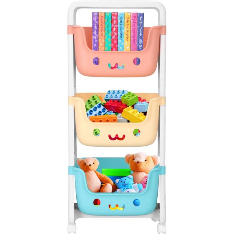 Springos Rotaļlietu plaukts ar 3 atvilktnēm Springos HA7481 uz riteņiem