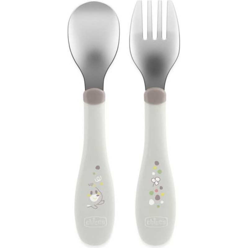 Chicco 179435 METAL CUTLERY 18M + GREY