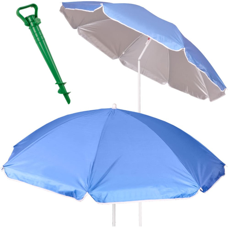 Pludmales lietussargs regulējams salaužams UV salokāms 150cm zils