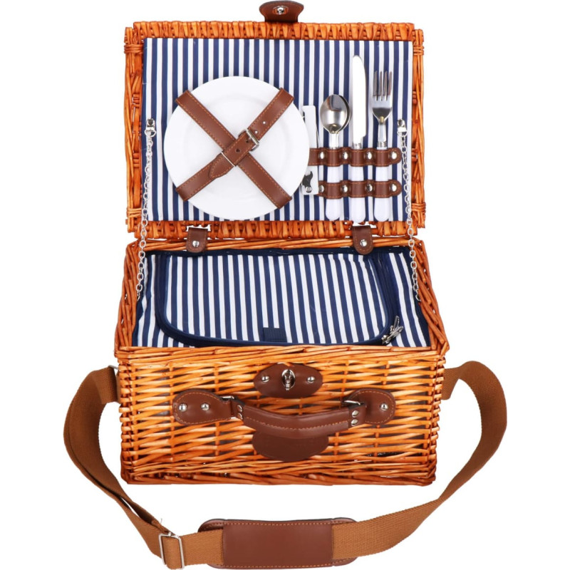 Springos Termiskais piknika grozs 2 personām, ar aprīkojumu 37x27x20 cm, pīts, brūns
