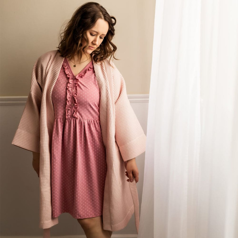 Ubranka EWA 968474 LINDA Koszula ciążowa r&oacute;żowa serca XXL