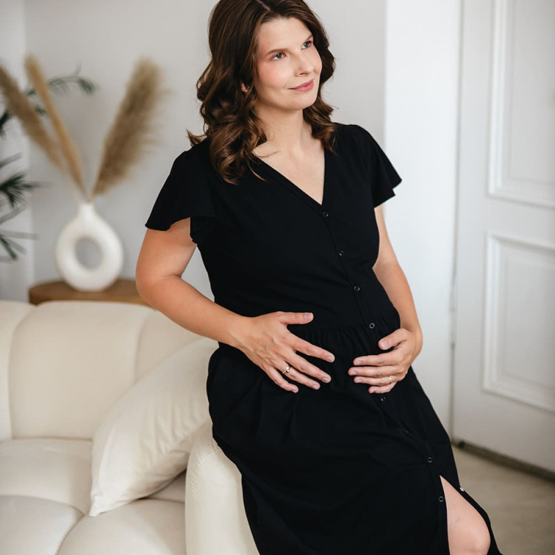 Ubranka EWA 974444 LINDA Koszula ciążowa rozpinana czarna XXL