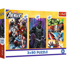 Trefl 34883 Puzzle 3x80 Dni pełne akcji / Disney Marvel the Avengers