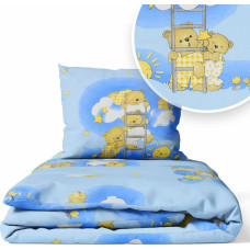 Ankras Gultas veļas komplekts no 2 daļām - 120x90, 40x60 - BEARS on the  LADDER  - BLUE