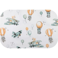 Ega Kids Diaper - 30732 - FLANNEL PRINT - EGA - FOX in the PLANE - GREEN - size 70x80 cm
