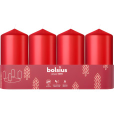 Bolsius Sveces cilindrs 4 gab. &Oslash;100x48mm sarkanas