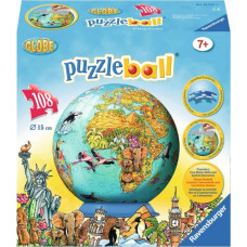 Ravensburger Apaļā puzle Bērnu globuss, 108 gabali, no 7 gadiem