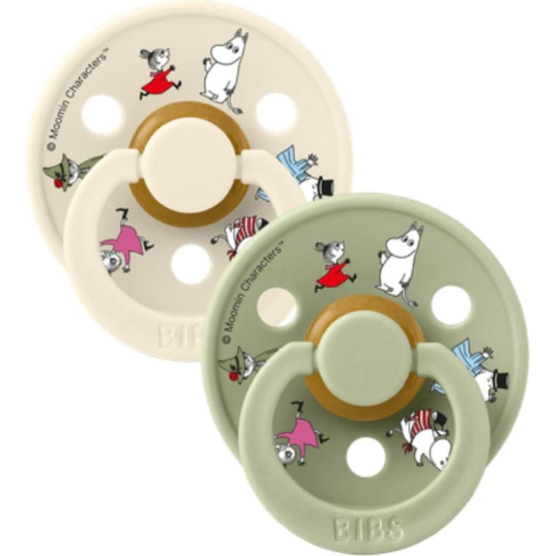 Bibs x Moomin &ndash; Colour Round apaļie mānekļi Friends - Ivory Mix 6-18m 2gab