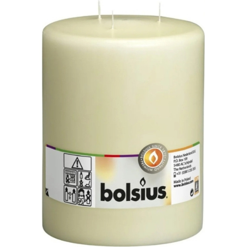 Bolsius Svece cilindrs ar 3 degļiem Mamoth &Oslash;200x150mm bē&scaron;a