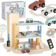 Koka garāža autostāvvieta divstāvu degvielas uzpildes stacija