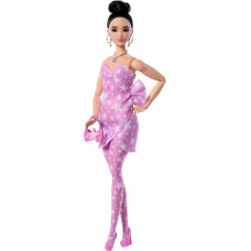 Barbie Lelle Barbiecore Deluxe Fashionistas &ndash; kleita ar zvaigžņu apdruku un saitēm (sportisks ķermenis)