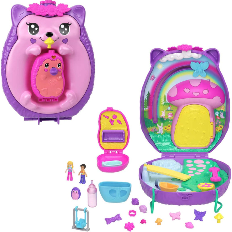 Polly Pocket Lielais valkājamais komplekts &ndash; Hedgehog Mama & Baby