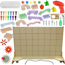 Masterkidz Freestanding STEM Wall + Accessories: Dowels, Trays, Blocks, Tools