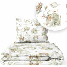 Ankras Cover set -  2 pcs - 135x100, 40x60 - ELEPHANT in the RAINBOW - BEIGE