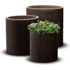 Keter Puķu podu komplekts Cylinder Planters S+M+L brūns