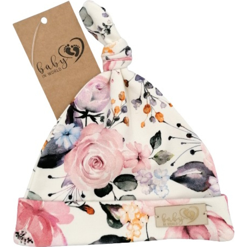 Baby In World BABY 01103 Czapka niemowlęca smerfetka r&oacute;ża 7-12m