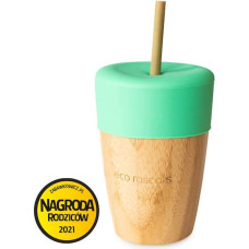 Ecorascals Kubek bambusowy o pojemności 240 ml z silikonową nakładką kolorze zielonym