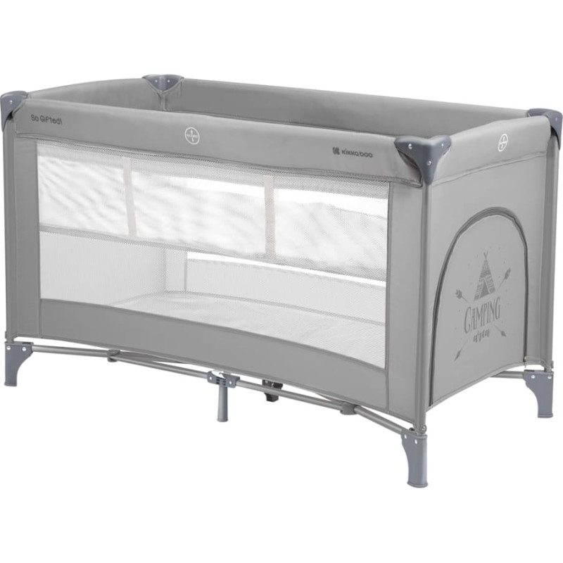 Kikkaboo ceļojuma gultiņa, 2 līmeņi, So Gifted, pelēka, 2023