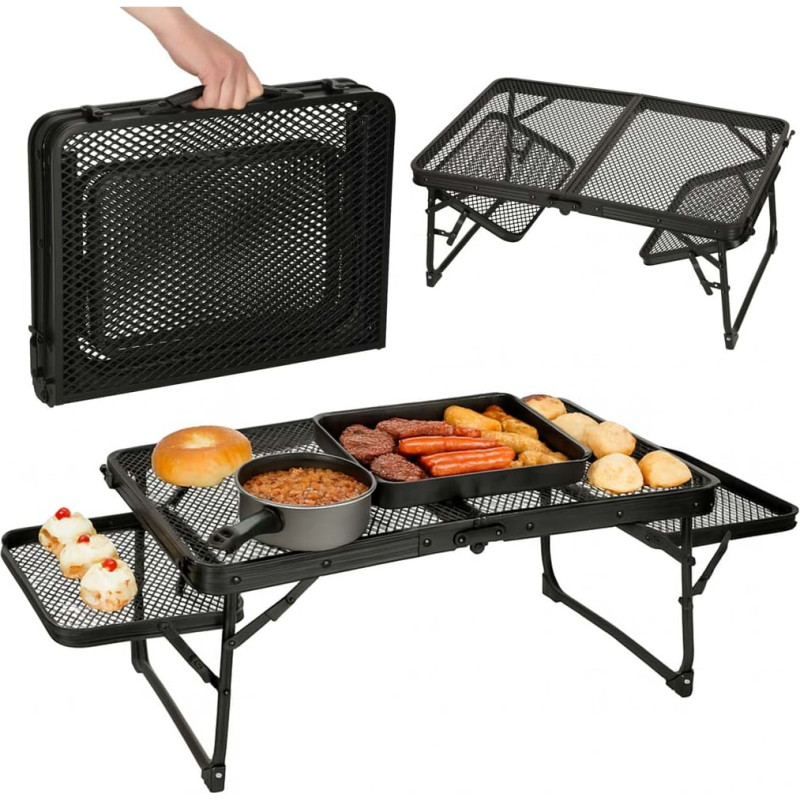 LUARO saliekamais tūrisma galds kempingam un ēdināšanai, 87 × 60 cm, augstums regulējams: 40 / 27 cm
