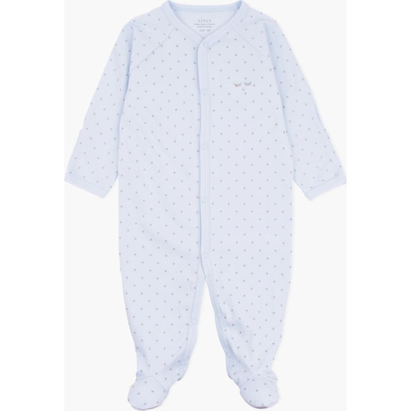 Livly Clothing Rāpulis Livly Saturday Simplicity Footie, blue/silver dots