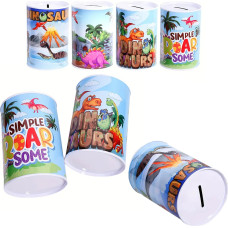 SKARBONKA METALOWA Z DINOZAURAMI