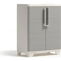 Keter – skapis Linear Wood Base, 68 × 39 × 90 cm, gaiši bēšs / gaiši pelēks
