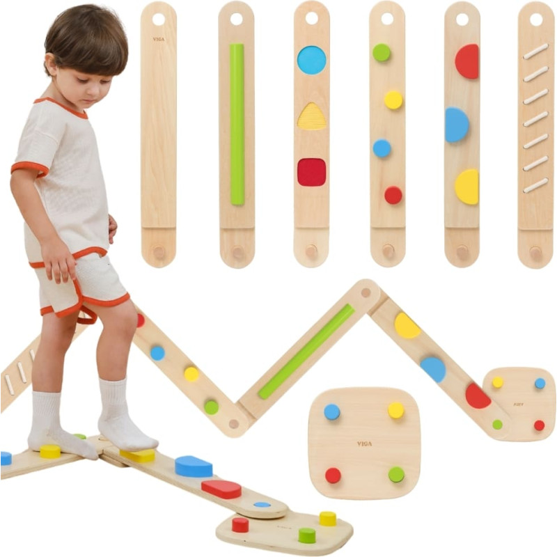 Viga Drewniana R&oacute;wnoważnia Modułowa Tor Ścieżka Sensoryczna