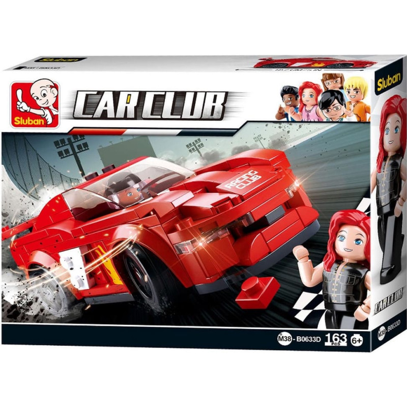 Klotsikomplekt Punane võidusõiduauto 163 osa