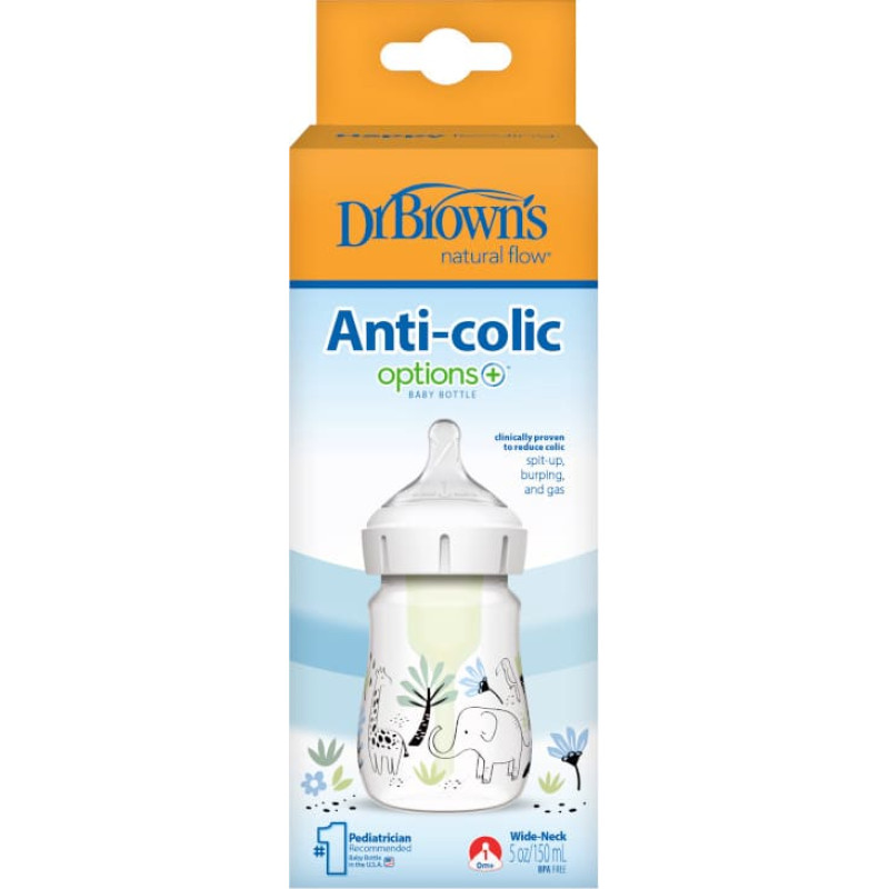 Dr. Brown’s WB51008 pudelīte ar platu kakliņu 150 ml Options+, Jungle
