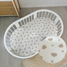 Ingvart Smart Bed Palags ar Gumiju "Beige Hearts on White" 72\120 Cm