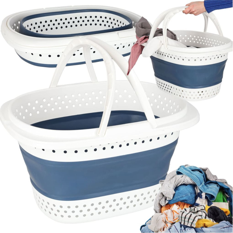 Veļas veļas groza locīšanas silikona lielais grozs 32L