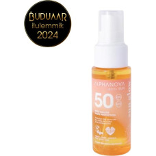 Alphanova Sun DAILY SPF50 ūdensnoturīgs izsmidzināms saules aizsargeļļa ar aveņu sēklu un jojobas eļļu, Mono&iuml; aromāts, 50 ml (ceļojuma izmērs)