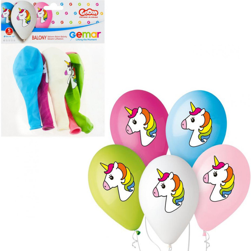 BALONY PASTELOWE JEDNOROŻCE 5 SZTUK