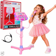 Mikrofon na statywie zestaw karaoke dla dzieci odtwarzacz MP3 efekty dźwiękowe